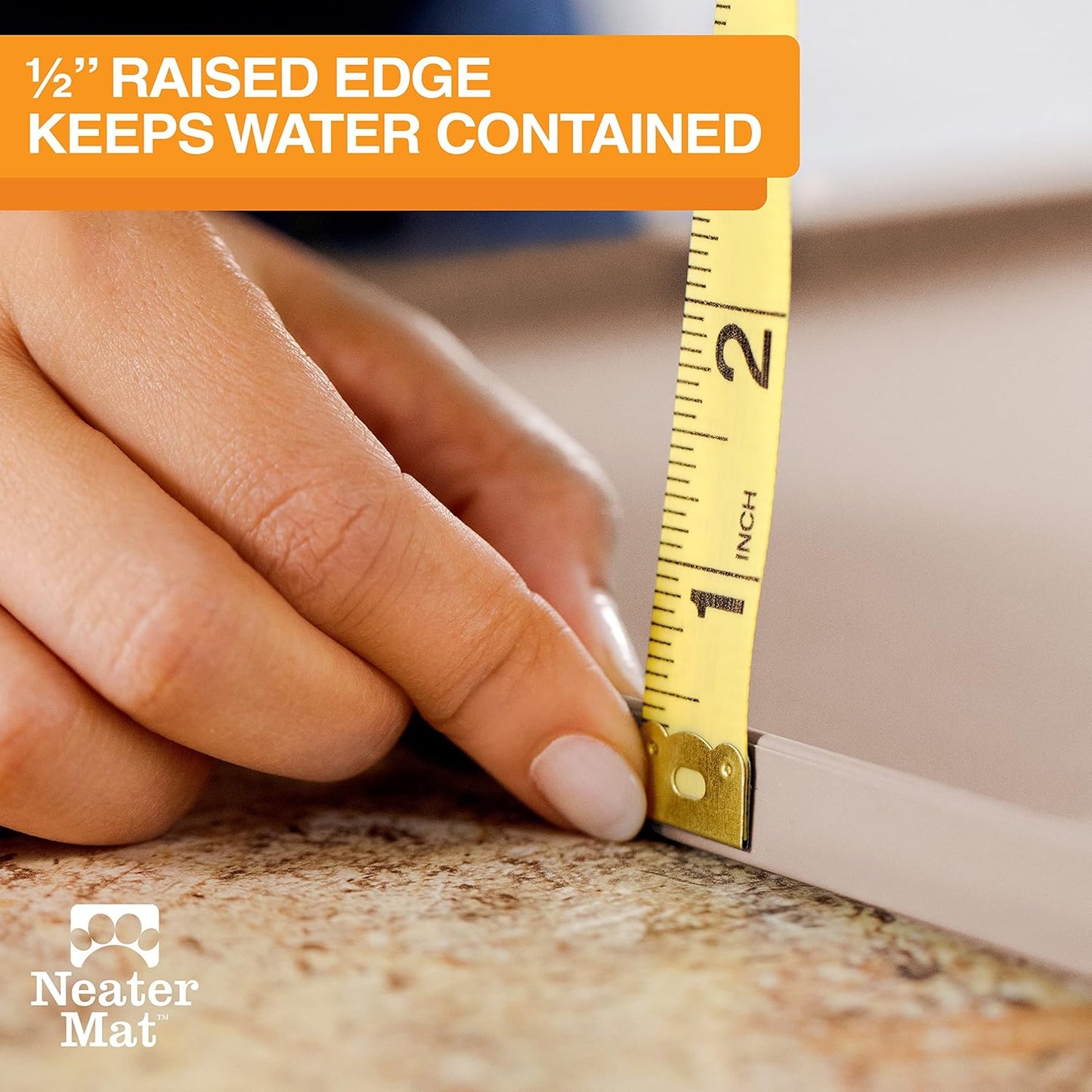 Neater Pet Brands Neater Mat Pet Mats for Food and Water, Cat & Dog Bowl Mat Waterproof Silicone, Feeding Tray, Dog Food Mats for Floors, Placemat w/Raised Edge for Under Bowls, 32" x 24", Cappuccino