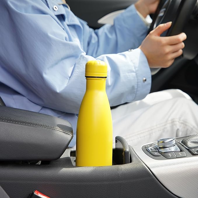 Insulated Water Bottles,17 oz Double Wall Stainless Steel Vacumm Metal Flask for Sports Travel,Yellow