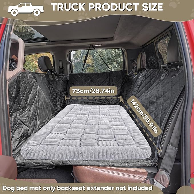 Dog Car Bed Mat, Non-Slip Backseat Extender Pet Blanket, Plaid Dog Bed for Trucks, Sedans & Large SUVs, Chew-Resistant Travel Pad for Dogs, Easy Clean & Scratch-Proof & Comfort（56"x28.7" Light Gray