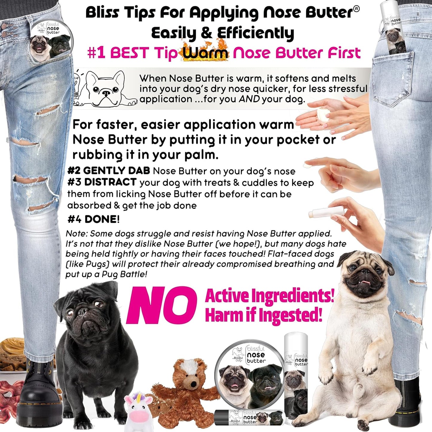 The Blissful Dog Black Pug Unscented Nose Butter, 0.15-Ounce
