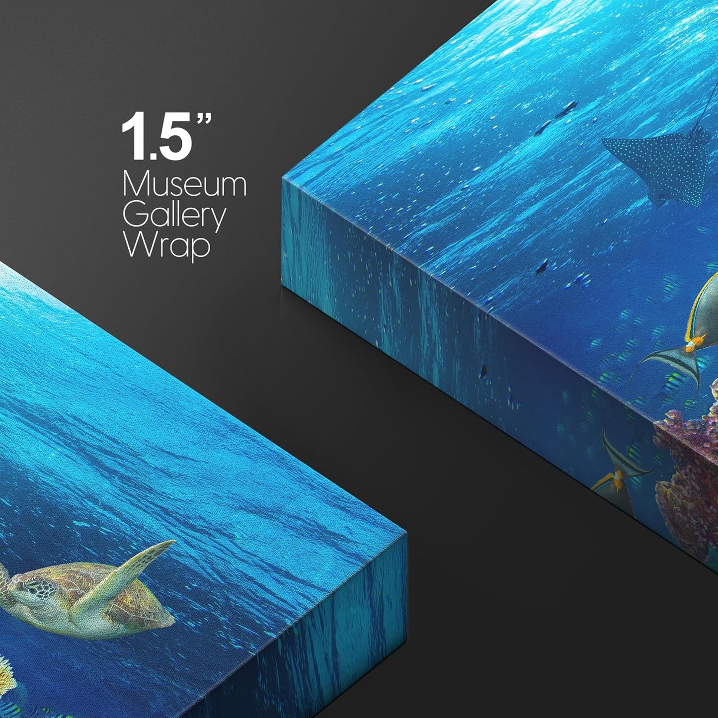 wall26 Canvas Print Wall Art Vibrant Sunshine Ray Coral Reef Turtle Fish Nature Animals Photography Realism Rustic Scenic Landscape Wilderness Colorful for Living Room, Bedroom, Office - 32"x48"