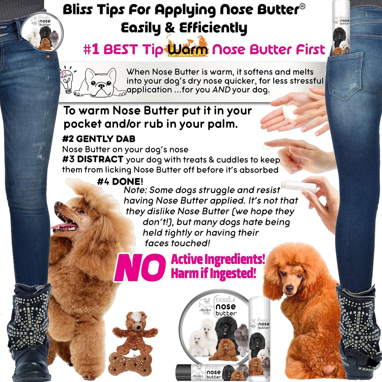 The Blissful Dog Poodle Unscented Nose Butter - Dog Nose Butter, 4 Ounce