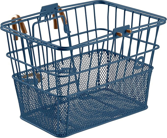 Retrospec Apollo Detachable Front Bike Basket Steel Half-Mesh with Integrated Detachable Hooks and Built-In Handle, Easy Assembly and Portability for Bicycles