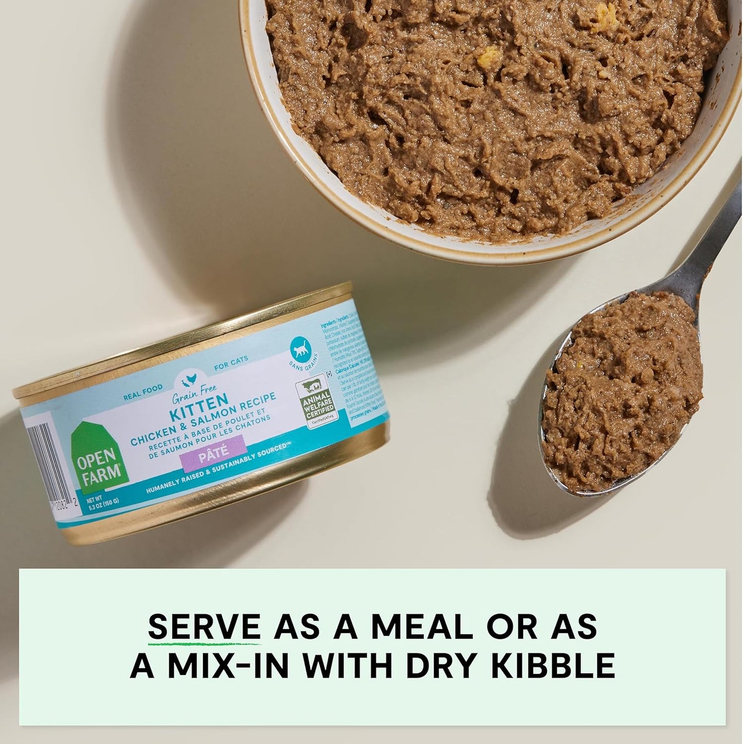 Open Farm Canned Kitten Food, Paté for Complete & Balanced Nutrition, Grain-Free and Legume-Free Wet Kitten Food, Chicken & Salmon Recipe, 5.3oz Cans (Case of 12)