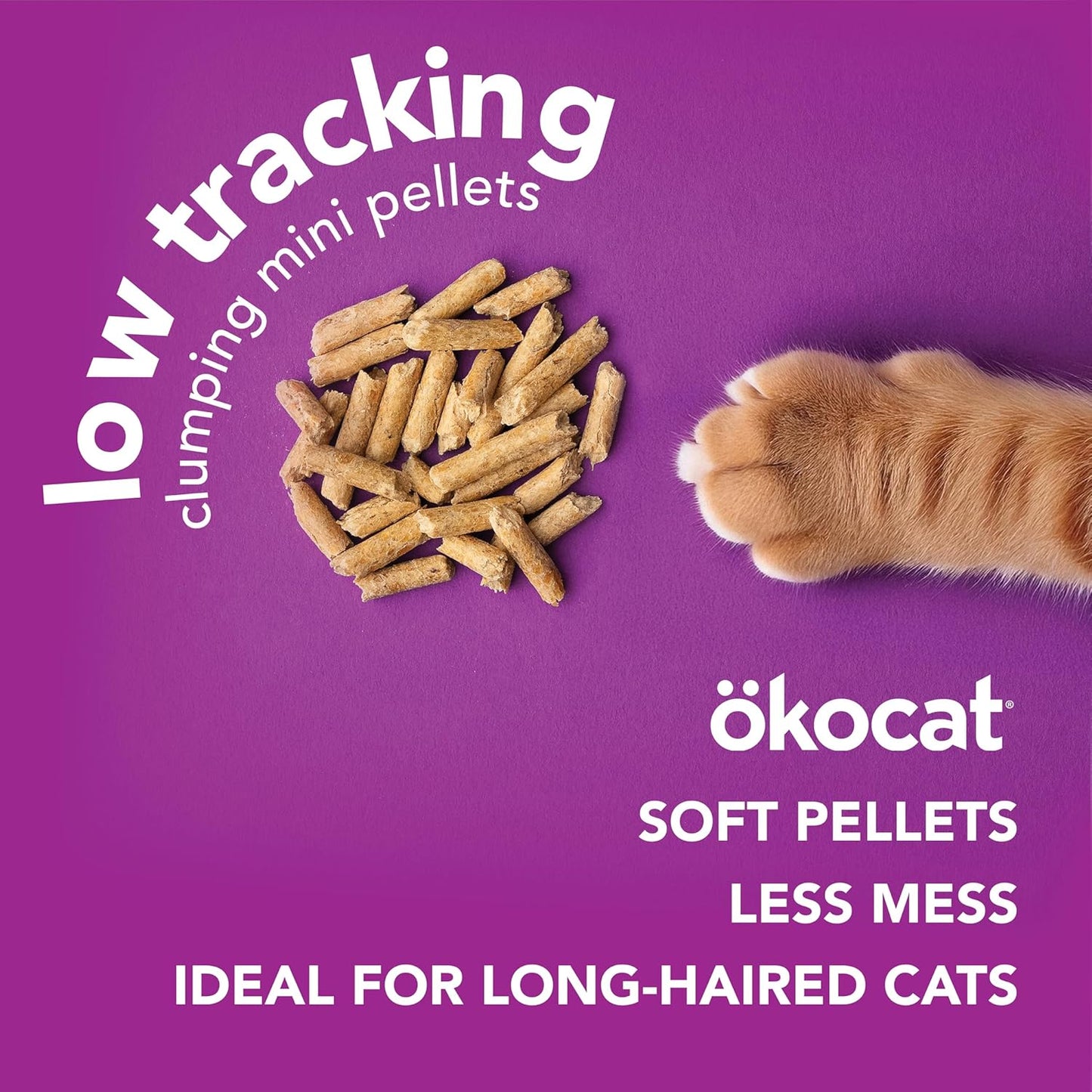 ökocat Less Mess Low Tracking Wood Clumping Cat Litter Mini- Pellets, Unscented, 14.8 pounds - Natural Ingredients, Stops Odor, Clumps Solid, 99% Dust Free, Great for Long-Hair Breeds, All Cats
