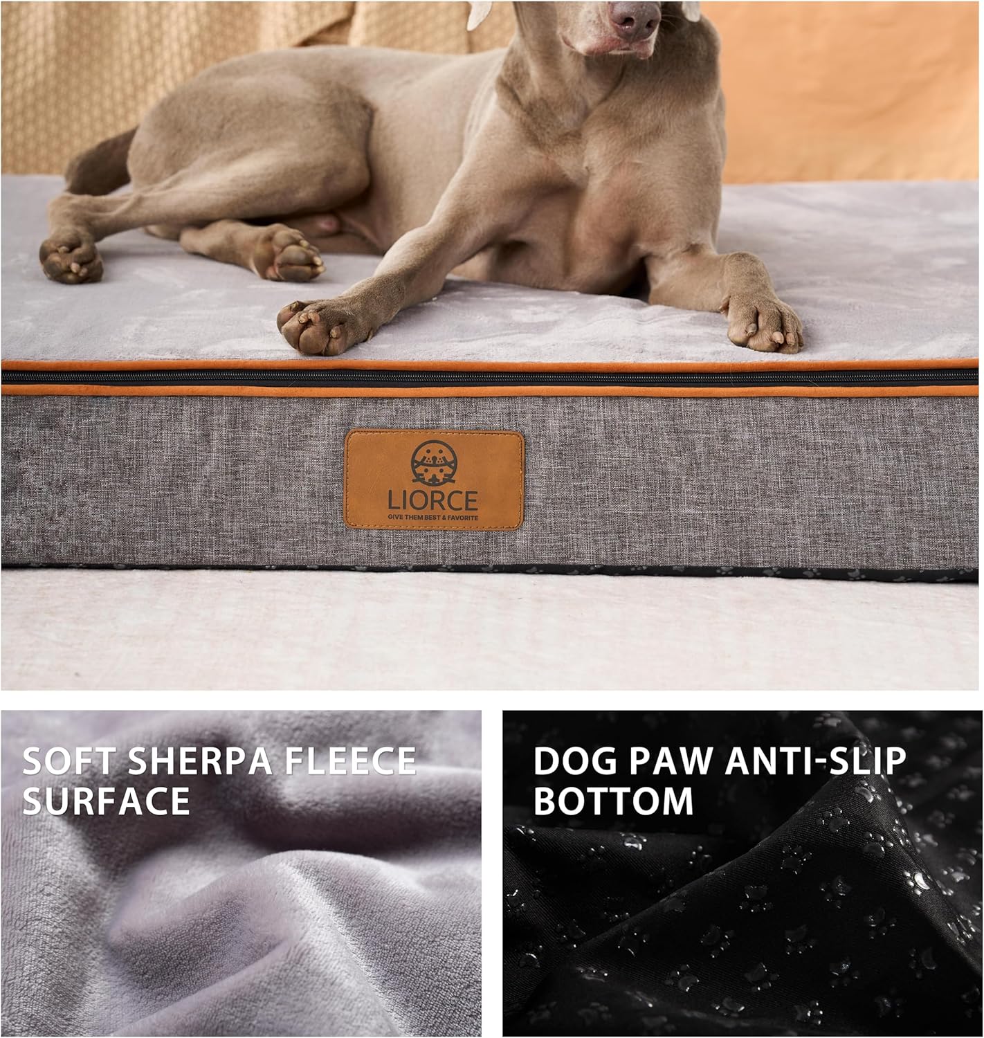 Orthopedic Memory Foam Giant Dog Bed - 6" Thick Beds for Large Sized Dog - Waterproof Removable Washable Cover & Wrap-Around Zipper - Ultimate Comfort & Easy Maintenance