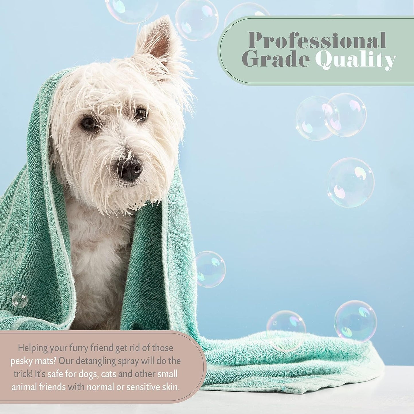 Begley's Pet Detangling Spray - Premium Essential Oil Scented Detangler Spray for Dogs, Puppies & Cats - Dog Leave in Conditioner Spray - Dematting Spray for Dogs & Pets - 16 oz, Peppermint