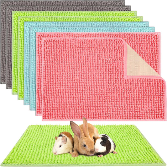 Barydat 8 Pcs Guinea Pig Cage Liner for Guinea Pig Cage Bedding Reusable Rabbit Mat Pad Washable Training Pad Animal Sleeping Bedding Mat(24x16'',Gray, Green, Pink, Blue)