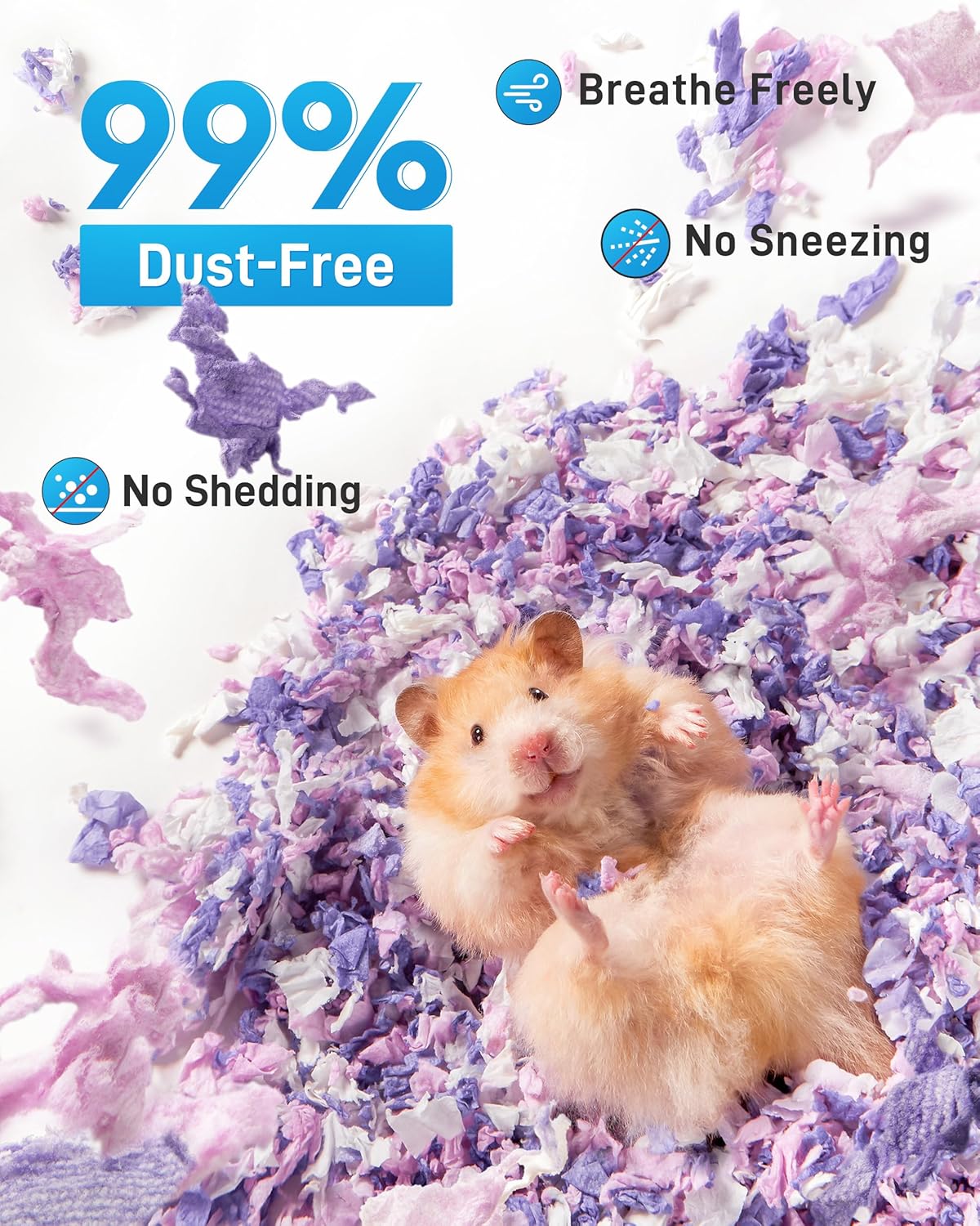 BUCATSTATE Hamster Bedding 15L, 99% Dust-Free Guinea Pig Paper Bedding Odor Control Paper Bedding, Cozy Small Animal Bedding for Rabbit Rat Syrian Dwarf Hamsters Gerbils (Lavender)