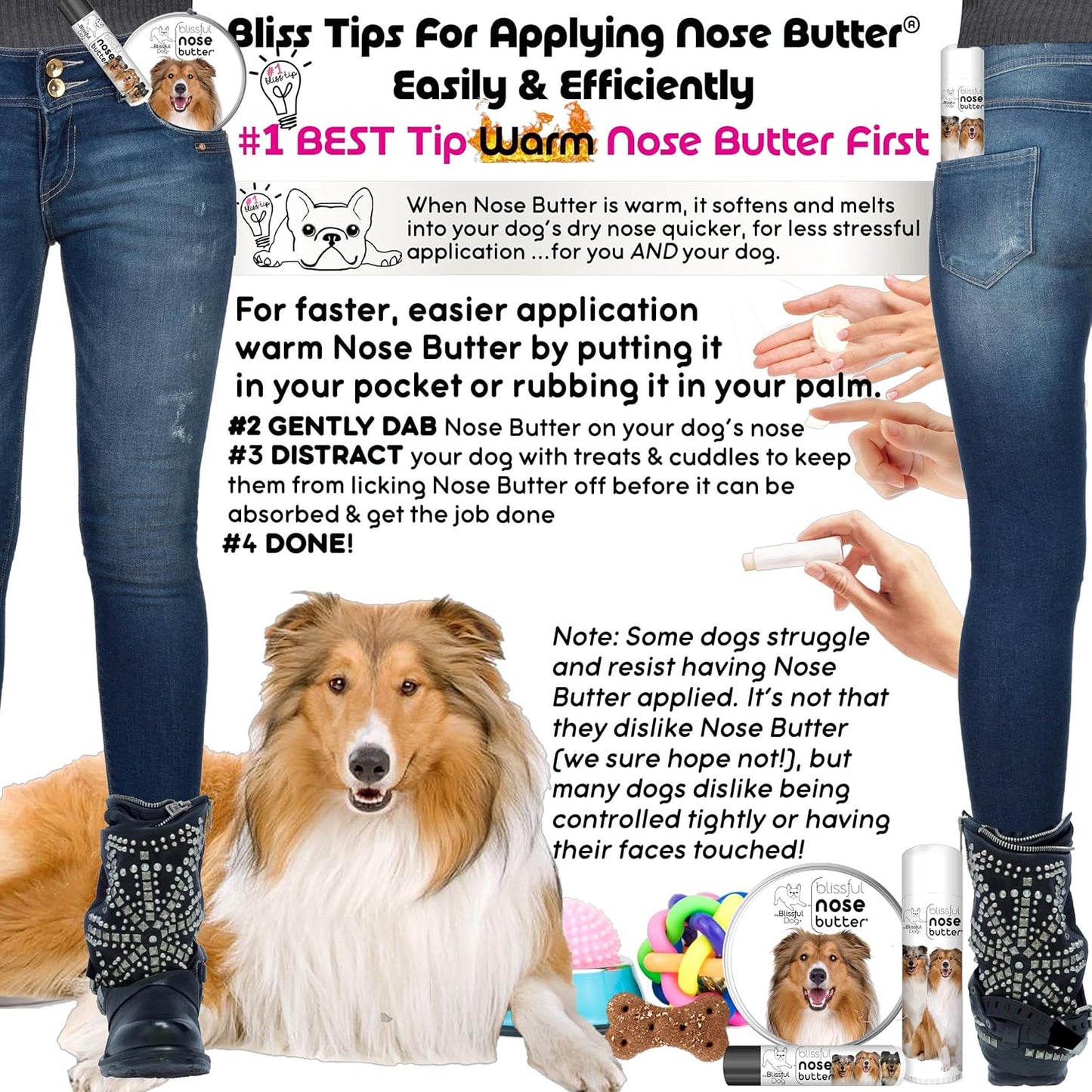 The Blissful Dog Collie Nose Butter for Dry, Cracked Skin, Lick-Safe Dog Nose Balm with Moisturizing Shea Butter, Almond, Olive, and Essential Oils, Pet Supplies, Uncented, 2 oz.