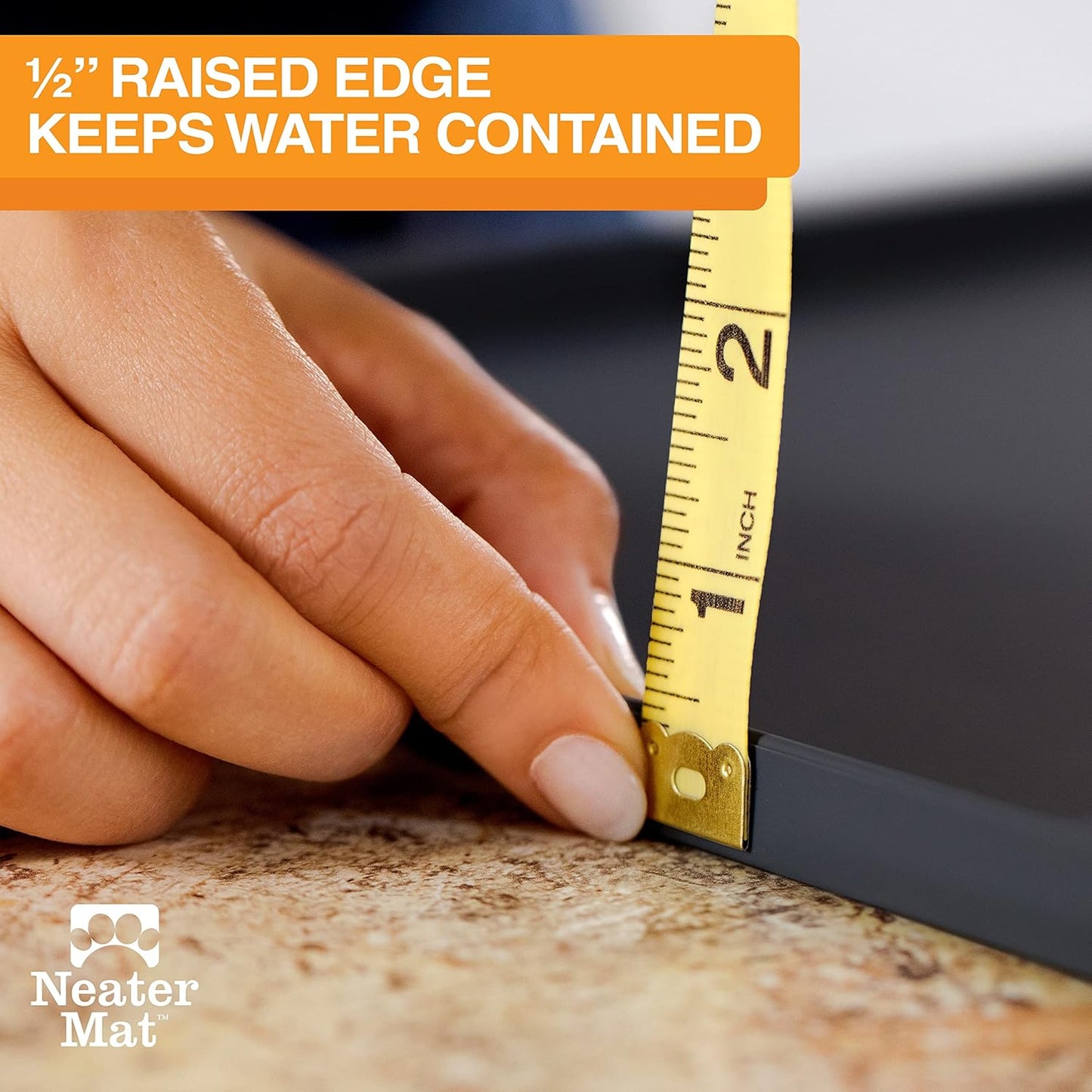 Neater Pet Brands Neater Mat Pet Mats for Food and Water, Cat & Dog Bowl Mat Waterproof Silicone, Feeding Tray, Dog Food Mats for Floors, Placemat w/Raised Edge for Under Bowls, 19” x 12”, Black