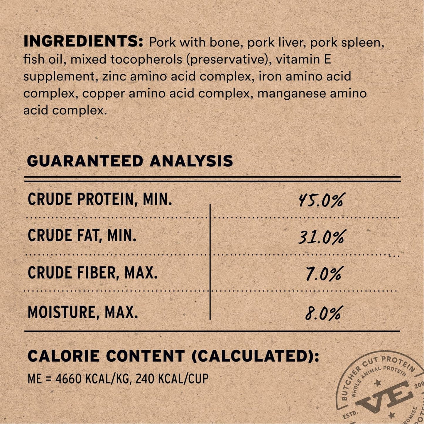 Vital Essentials Freeze-Dried Raw Pork Meal or Mixer Cat Food Crunchy Nibs, 8 oz