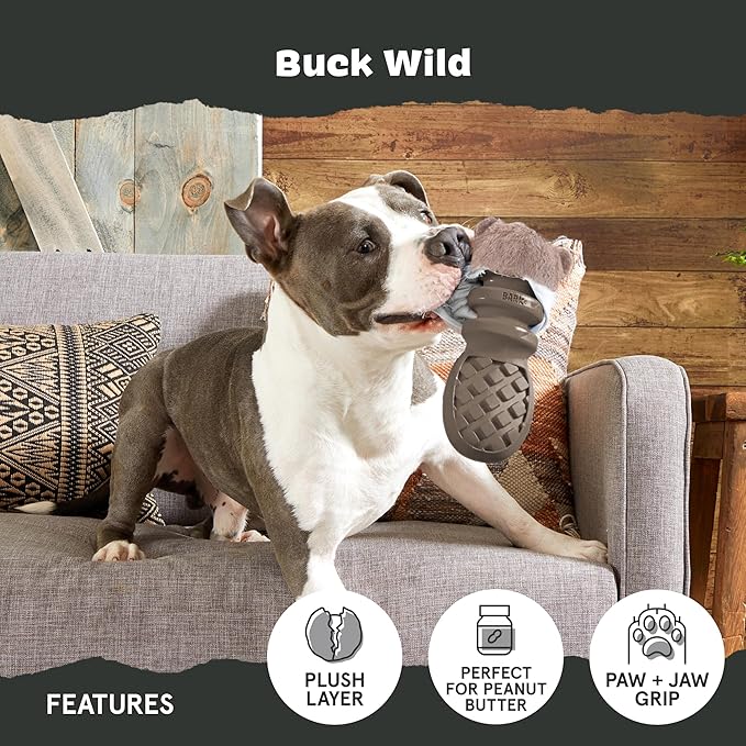 Barkbox Buck Wild Super Chewer Dog Toy for Medium to Large Dogs, Perfect for Dogs Who Love Gnawing, Shredding and Tough Playtime Fun