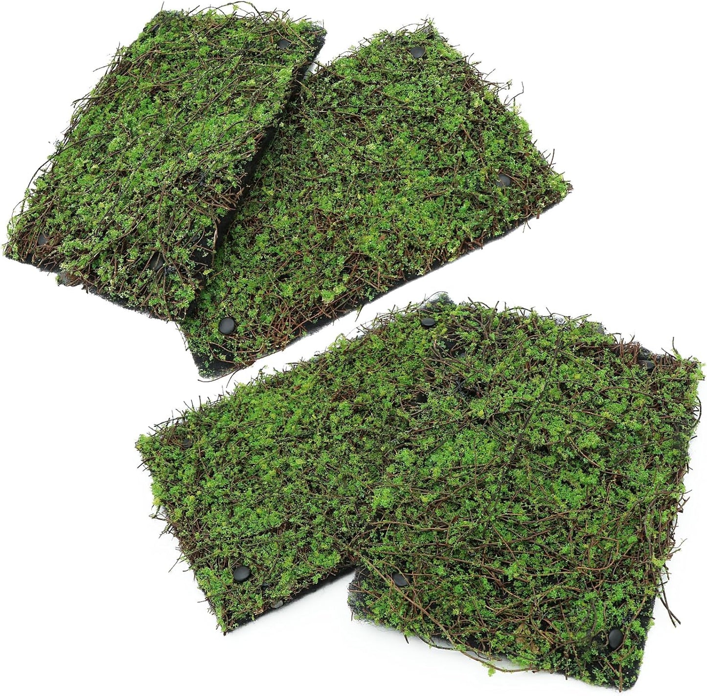 AQUA KT Reptile Moss Background Backdrop Wall Artificial Terrarium Habitat Amphibian Cage Decoration for Lizard Bearded Dragon Snake Tree Frog Chameleon Climbing, Pack of 4