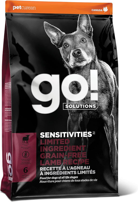 Go! Solutions Sensitivities Limited Ingredients, Grain-Free Dry Dog Food, Lamb Recipe for Sensitive Stomach, 12 lb Bag