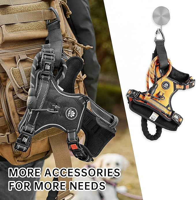 NESTROAD No Pull Dog Harness,Adjustable Oxford Dog Vest Harness with Leash,Reflective No-Choke Pet Harness with Easy Control Soft Handle for Large Dogs(X-Large,Orange)