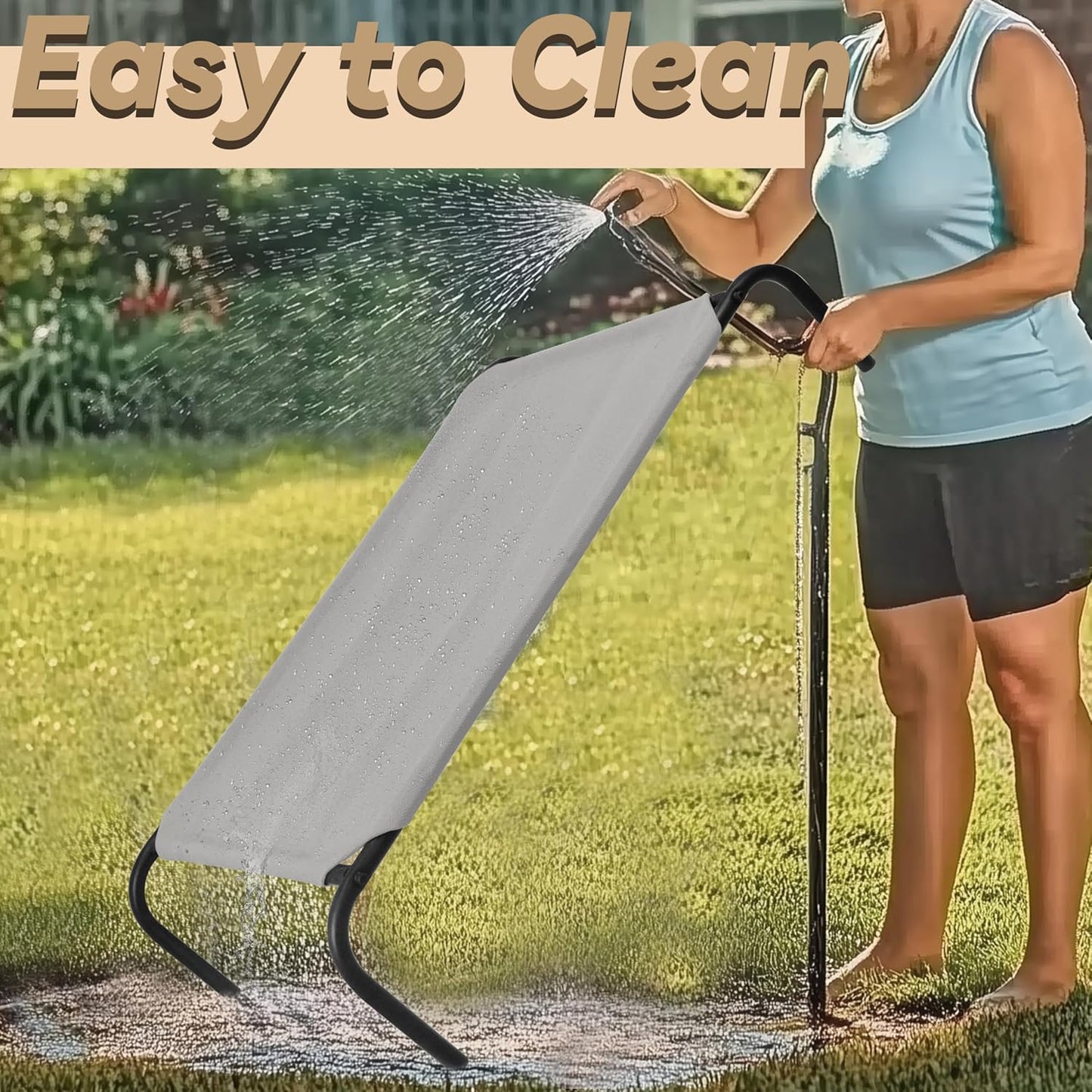 PHYEX Heavy Duty Steel-Framed Portable Elevated Pet Bed, Elevated Cooling Pet Cot, 43.5" L x 25.5" W x 7.8" H(M, Grey)