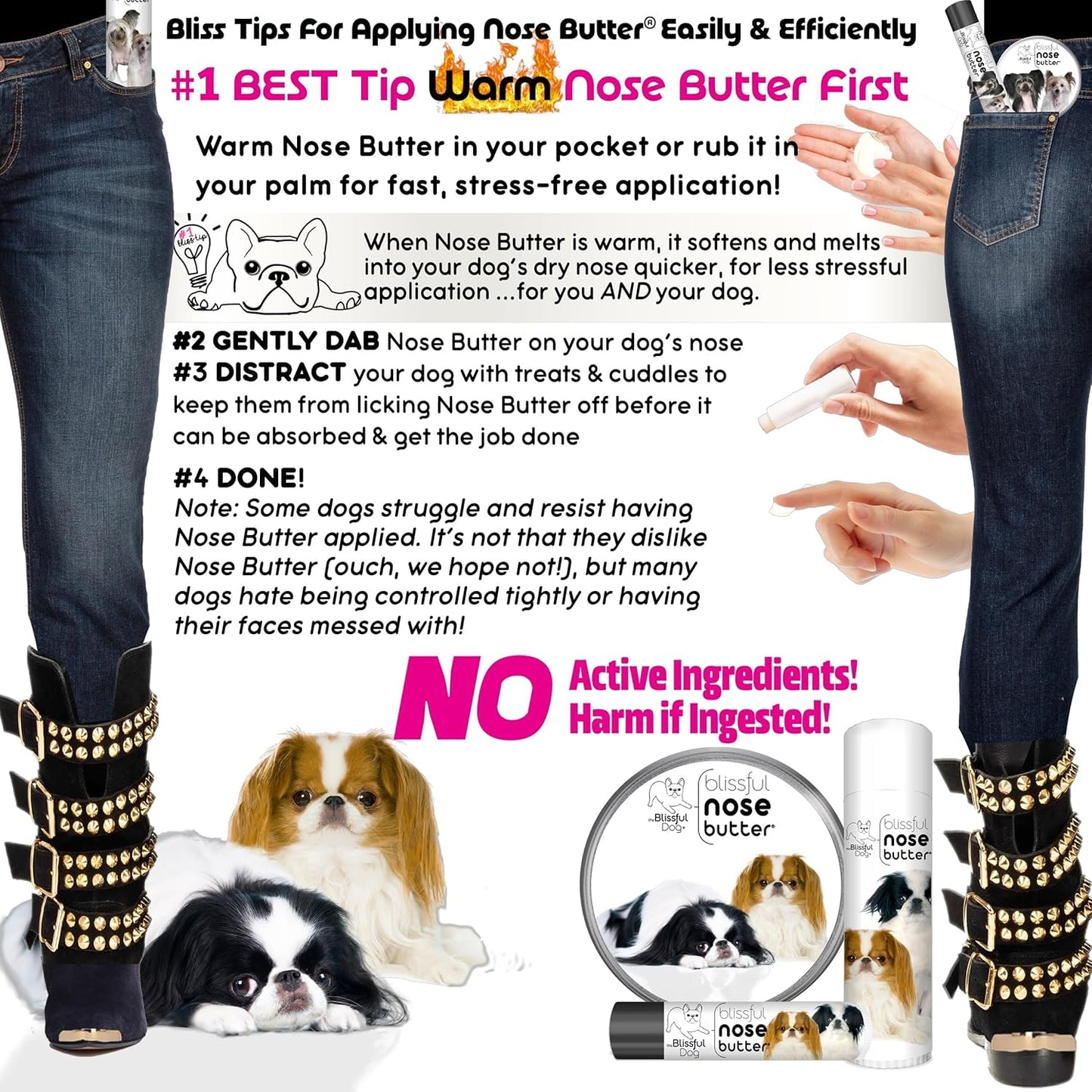 The Blissful Dog Japanese Chin Nose Butter for Dry, Cracked Skin, Lick-Safe Dog Nose Balm with Moisturizing Shea Butter, Almond, Olive, and Essential Oils, Pet Supplies, Uncented, 8 oz.