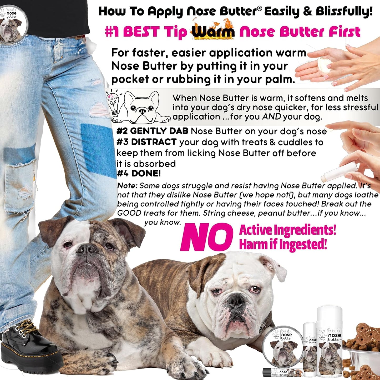 The Blissful Dog Olde English Bulldogge Unscented Nose Butter - Dog Nose Butter, 1 Ounce