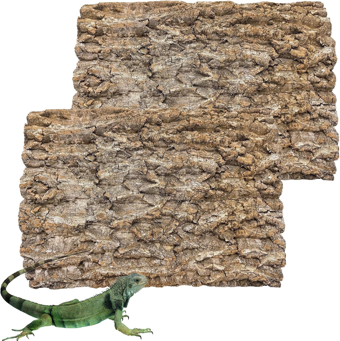 2PCS Cork Terrarium Background 15.7x11.8in Natural Cork Large Bark Backdrop Reptile Climbing Mat Habitat Decor for Spider Lizard Chamelon Turtle Beared Dragon