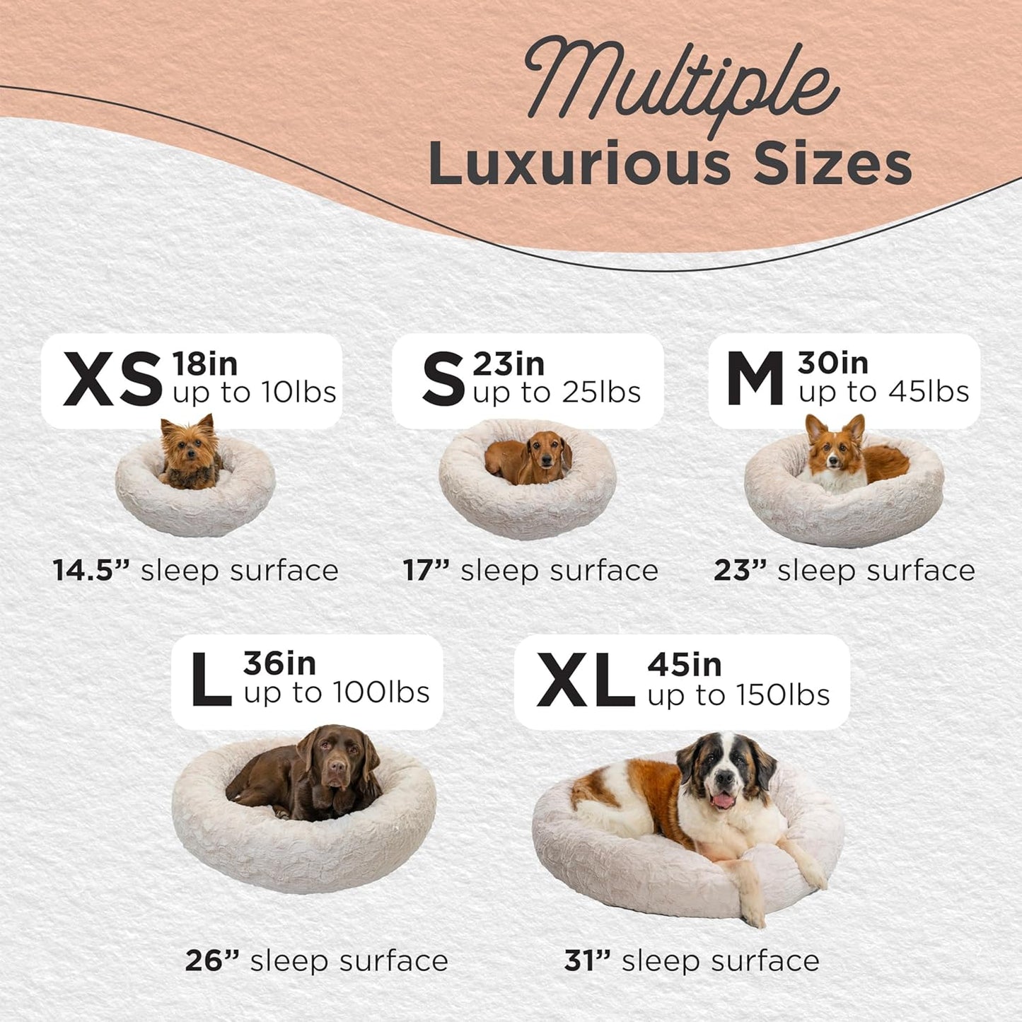 Best Friends by Sheri Original Calming Donut Dog and Cat Bed, Lux Faux Fur, Oyster, (36in x 36in) - Anxiety Relief for Pets Up to 100 lbs