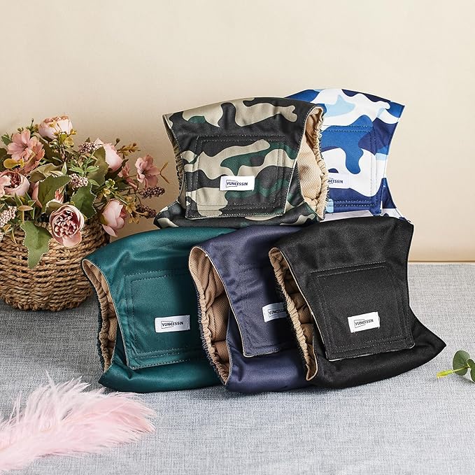 Reusable Dog Diapers Male, Premium Washable Belly Bands for Male Dogs, Pack of 5, High Absorbing XXL Male Dog Wraps for Doggie & Puppy in Incontinence or Excitable Urination and Training(XXL)