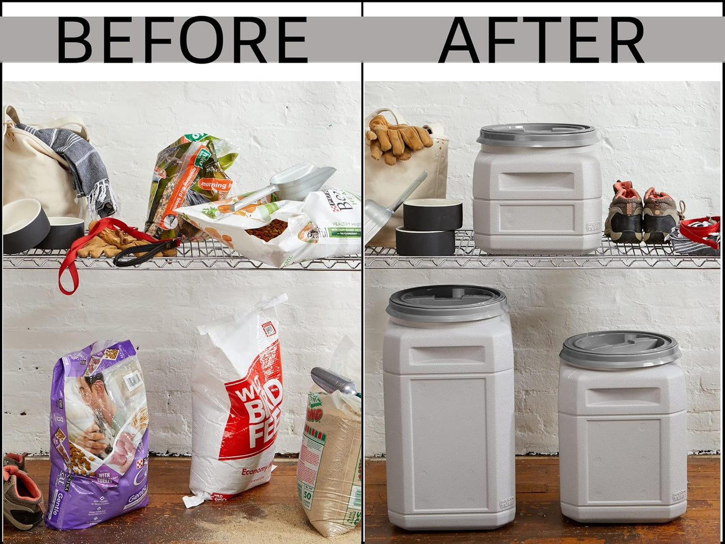 Mighty Tuff Airtight Dog Food Storage Container – 6 Gal, up to 24 lb Capacity – Cat and Dog Food Container with Twist Lid & Handles – BPA-Free, Made in USA