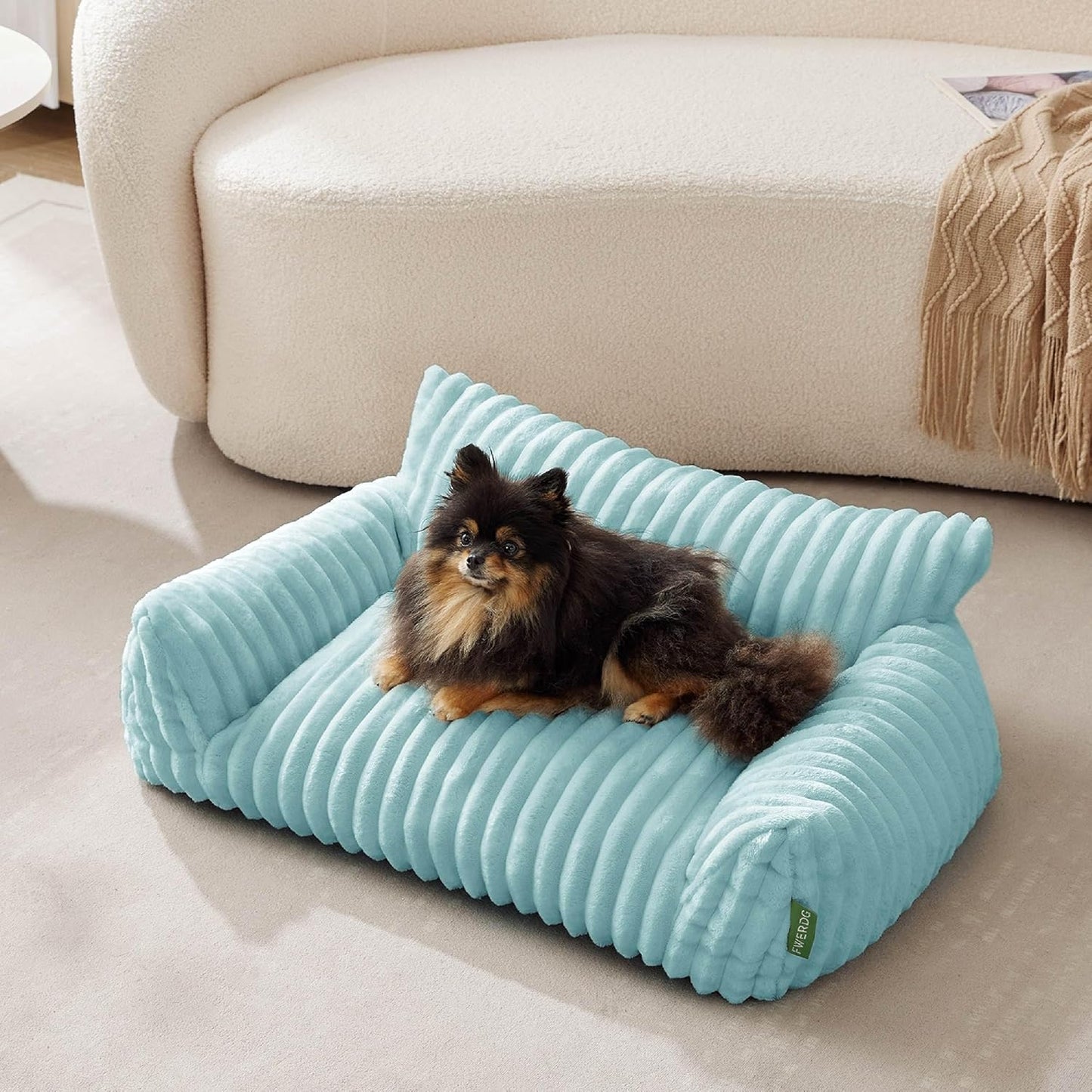 Cute Couch Bed for Pets, Supportive Cat Sofa for Indoor Cats, Medium Dog Sofa Bed for Medium Dogs, Light Blue, 30 inches