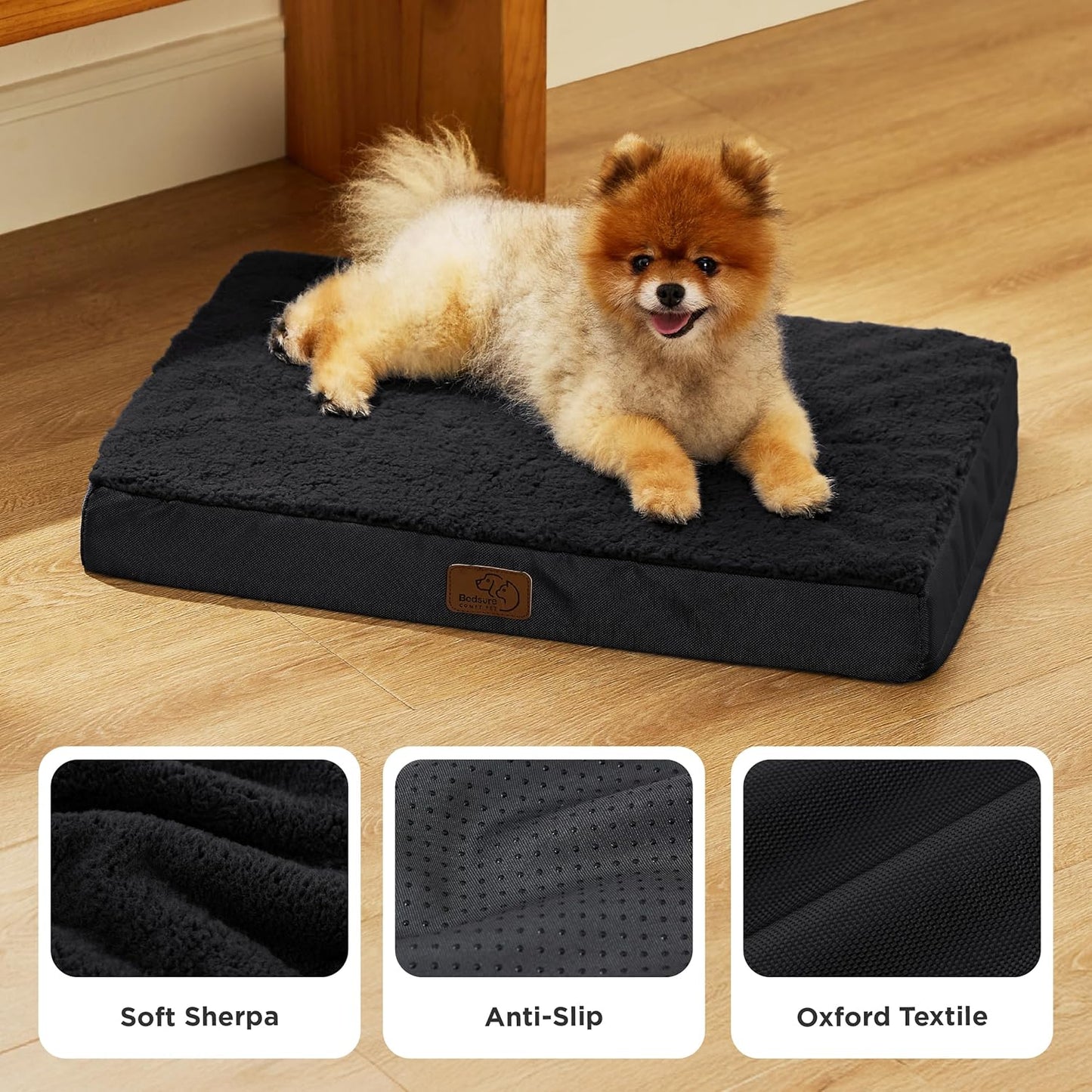 Bedsure Dog Bed for Small Dogs - Orthopedic Flat Puppy Beds with Removable Washable Cover, Egg Crate Foam Pet Mat, Suitable for Pet Up to 20 lbs