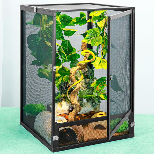 33 Gal Detachable and Foldable Reptile Butterfly Cage Terrarium, 360° Observation, Airflow, Interaction in Gecko Tank for Crested Geckos, Leopard Geckos, Chameleons, Bearded Dragons