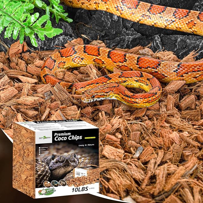 REPTI ZOO 72 Quart Reptiles Coconut Chip Substrate, Coco Husk Reptiles Bedding for Ball Python, Snakes, Geckos, Lizards, Tortoises, Frogs | Terrarium Tanks Substrate