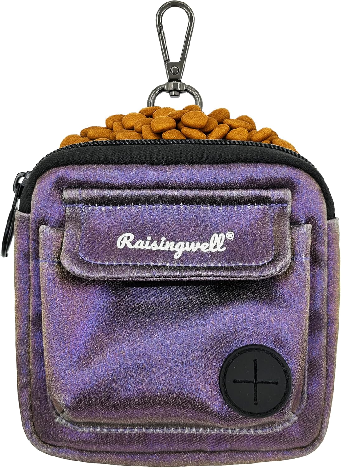 Dog Treat Pouch for Pet Walking and Training with Clicker Poop Bags and Double Bag Design Small Fanny Zipper Pack Holder for Puppy Snack Dispenser Kit for Leash and Outdoor Use (NM-Purple,)