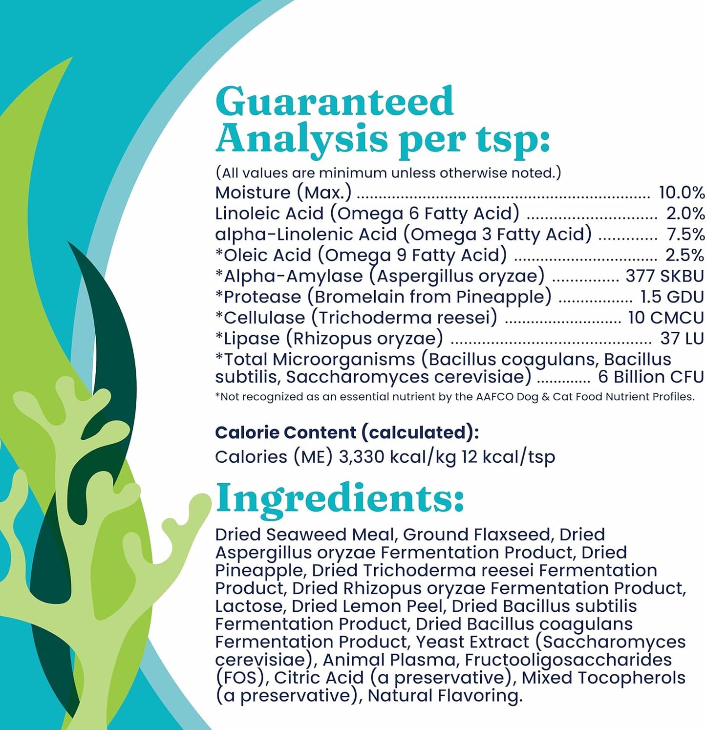 Solid Gold SeaMeal Cat Probiotic & Dog Probiotics for Digestive Health - Kelp Powder Dog & Cat Multivitamin Supplement w/Prebiotics & Digestive Enzymes for Skin, Coat, & Gut + Immune Support - 3.5oz