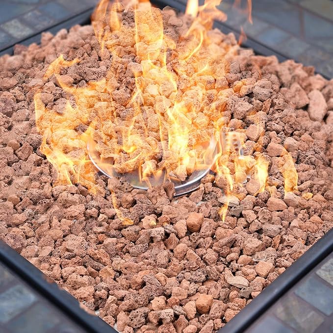 Mr. Fireglass 10 Pounds Lava Rocks Red Natural Stone Granules for Gas Fire Pit Fireplace & Gas Log Set - Decorative Landscaping Rocks for Indoor and Outdoor Use, 0.4" - 0.8" Sized
