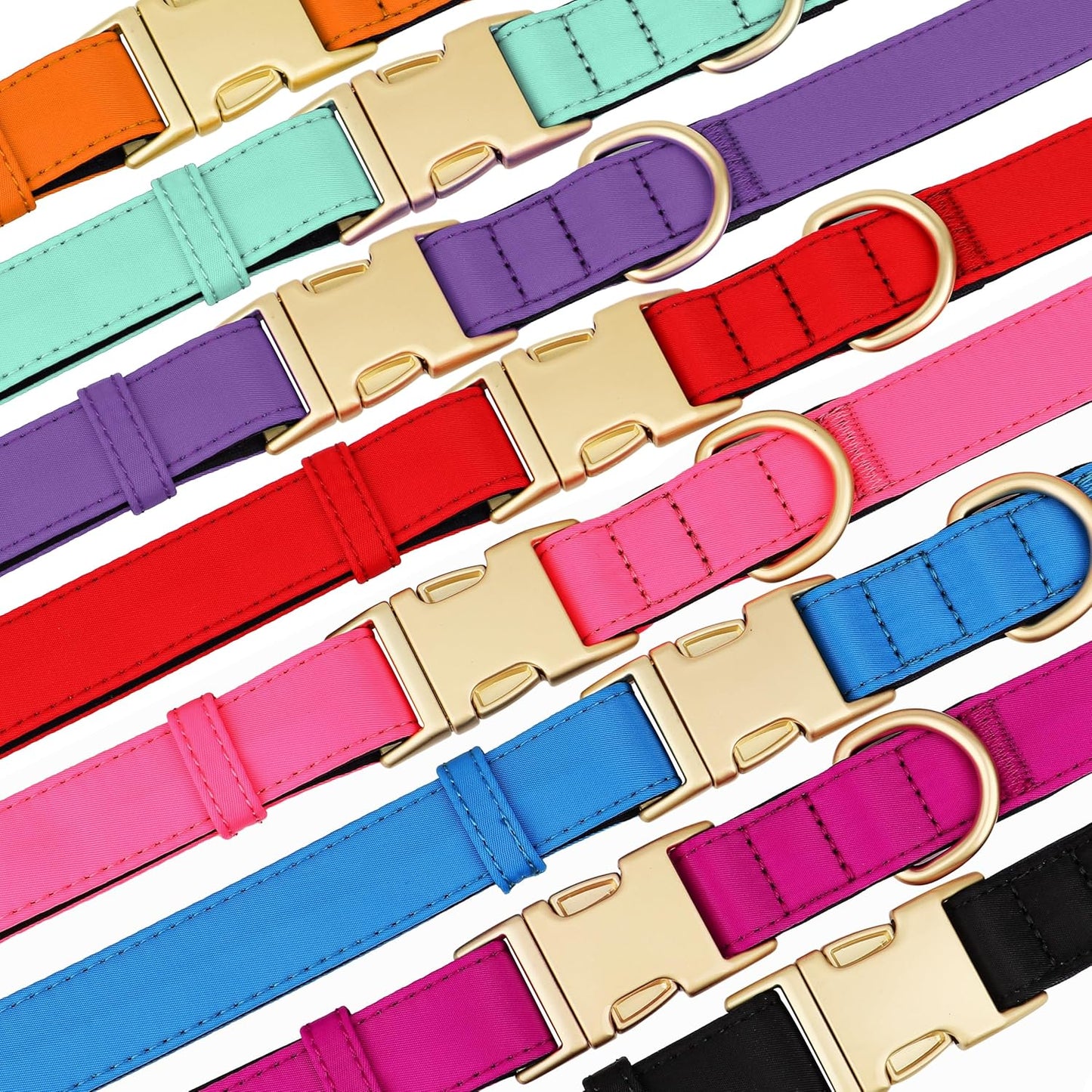 Didog Soft Padded Dog Collars for Medium Dogs, Colorful and Durable Dog Collar with Quick Release Buckle, Light and Breathable for Daily Walking, Red, M