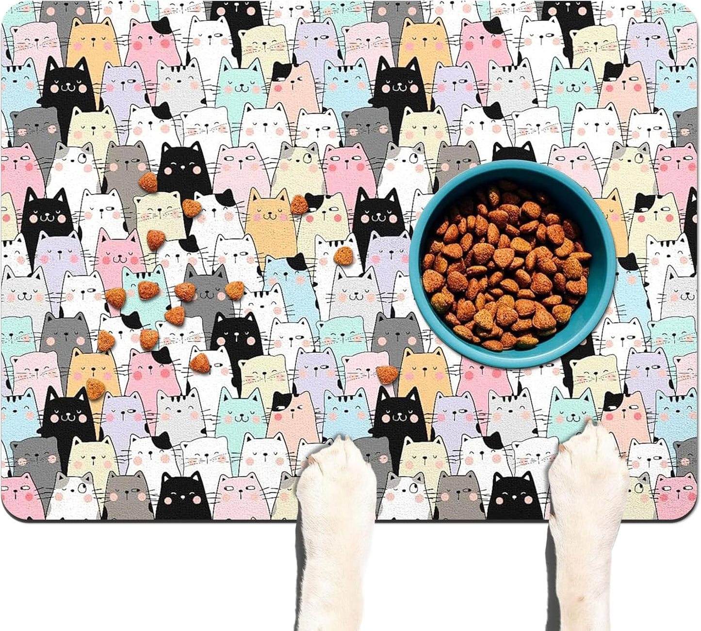 Pet Feeding Mat for Floors Waterproof Dog Mat for Food and Water Absorbent Quick Dry Non Slip mat for Cat Bowls