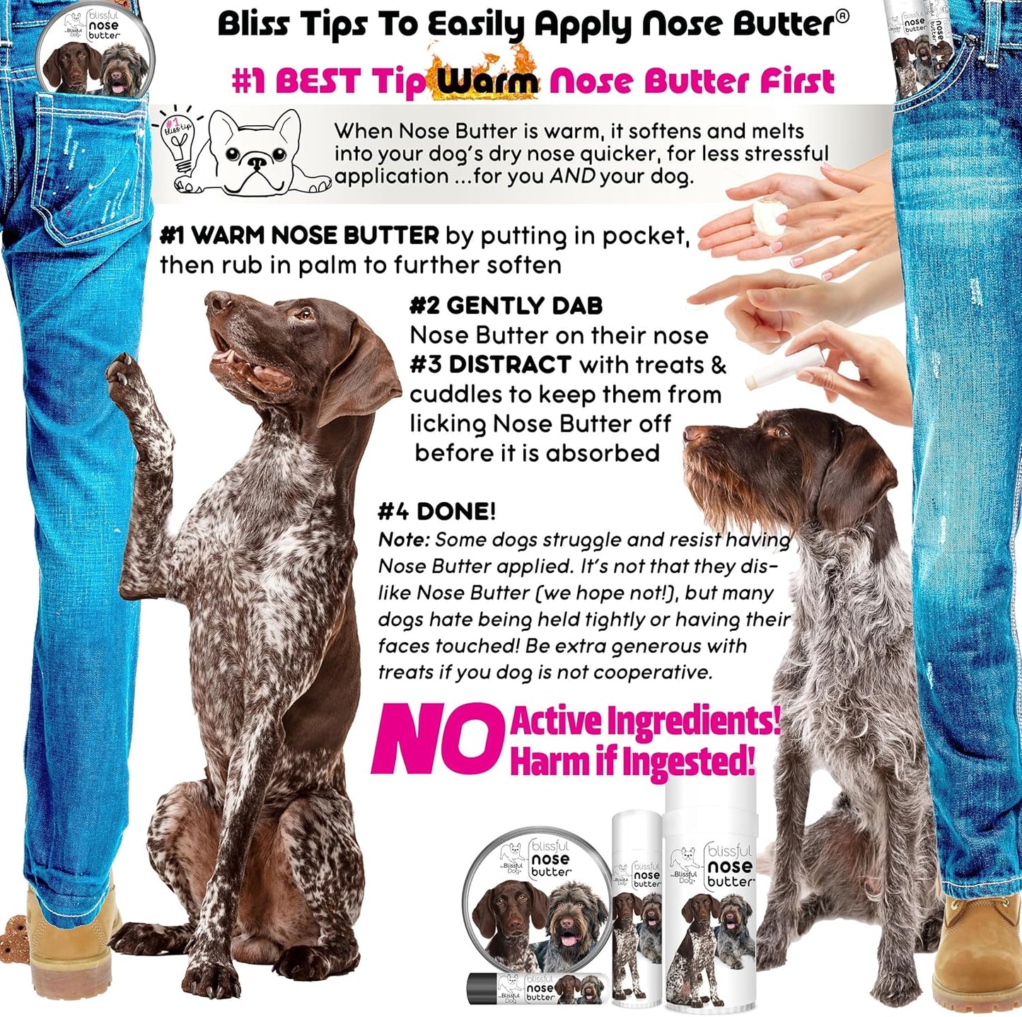 The Blissful Dog German Shorthaired Pointer Nose Butter for Dry, Cracked Skin, Lick-Safe Dog Nose Balm with Moisturizing Shea Butter, Almond, Olive, and Essential Oils, Pet Supplies, Uncented, 1 oz.